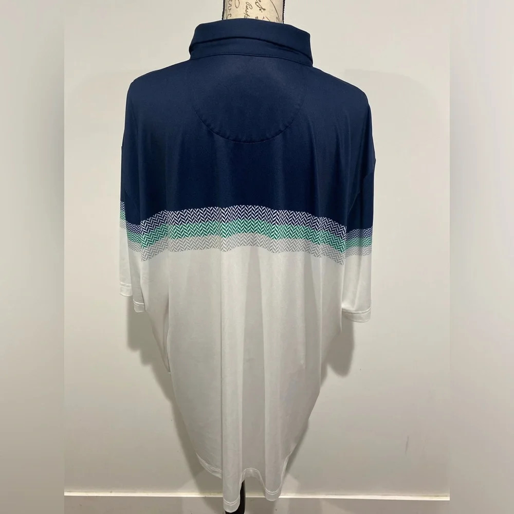 Callaway Opti-Dri Men’s XXL polo shirt golf Navy Blue White striped - Picture 3 of 7